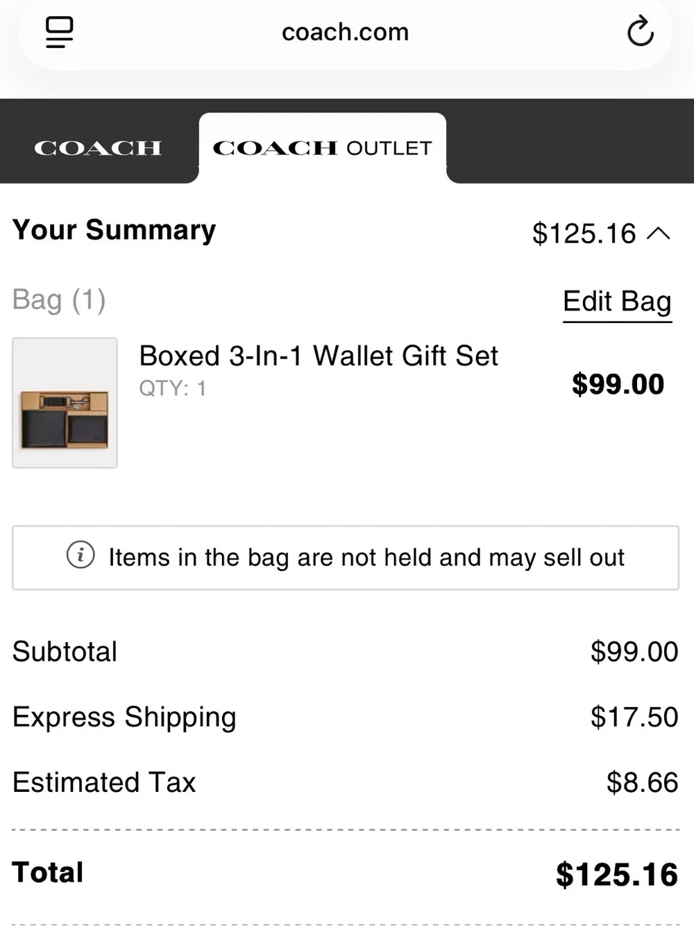 Coach Men’s Gift Set – Leather Wallet, Card Holder & Key Chain | Black | 3-In-1